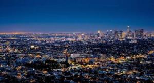 A scenic arial view of buildings within Los Angeles