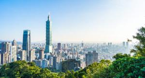 An arial photo of buildings located in Taipei, Taiwan.